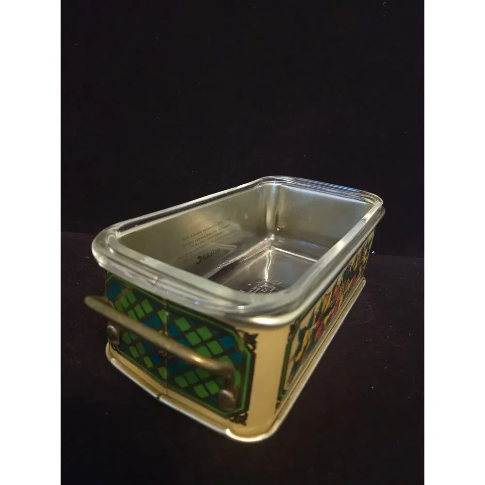Vintage 1981 Teleflora decorative metal carrier with 1.5-quart glass loaf pan